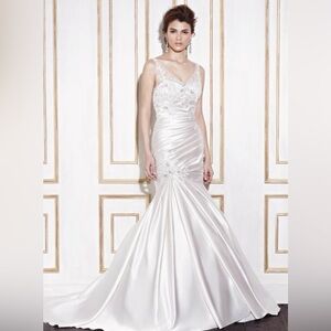 Elegant Satin Dress with Silver Embellishments